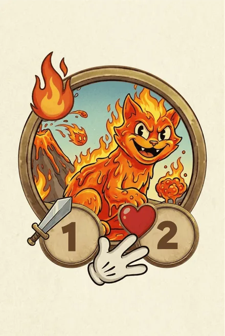Gato de lava do elemento Fogo